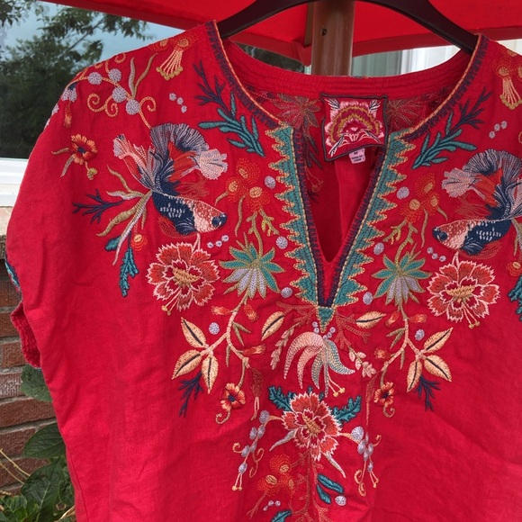 Johnny was embroidered red dress - Picture 2 of 9